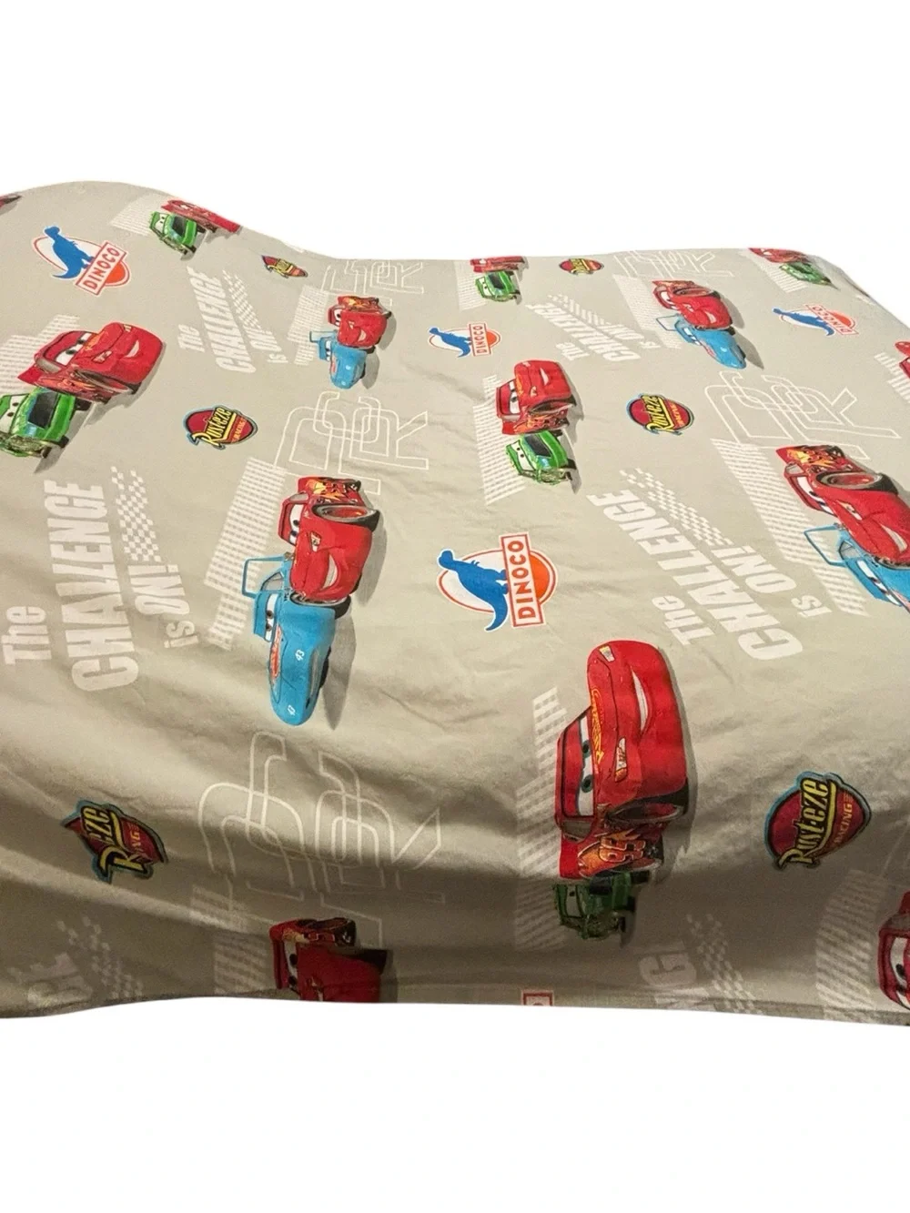 Disney Pixar The World of Cars Full Flat Sheet Light Gray Lightning McQueen